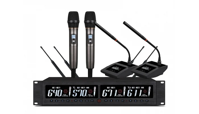Цифровая радиосистема с двумя ручными микрофонами и двумя конференц-микрофонами Emiter-S TA-U809