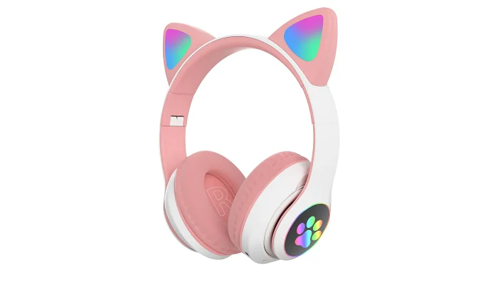 Детские беспроводные Bluetooth наушники с подсветкой EMCORE CAT Headset VZV-28M (Pink), фото № 1