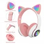 Детские беспроводные Bluetooth наушники с подсветкой EMCORE CAT Headset VZV-28M (Pink)
