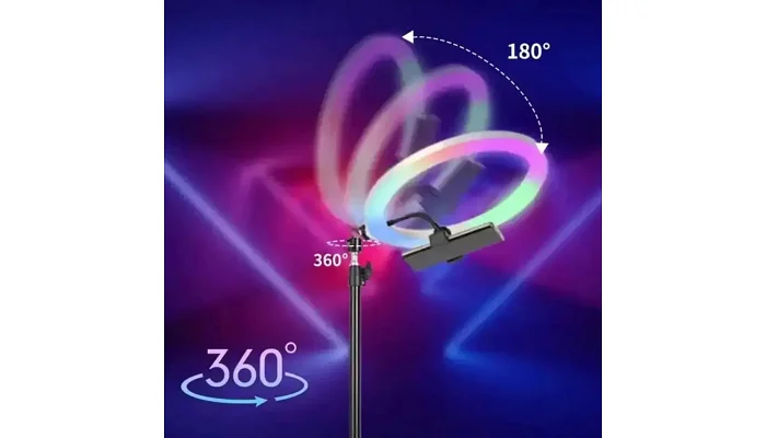 Кольцевая RGB LED лампа на штативе EMCORE 3D33 (33 см), фото № 6