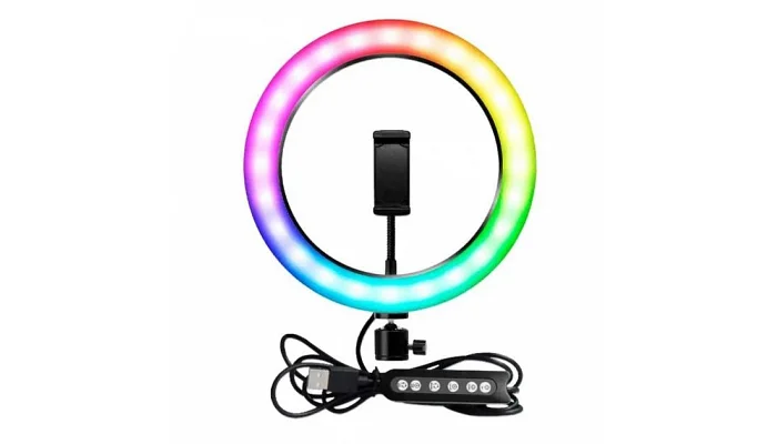 Кольцевая RGB LED лампа на штативе EMCORE MJ26 (26 см), фото № 2