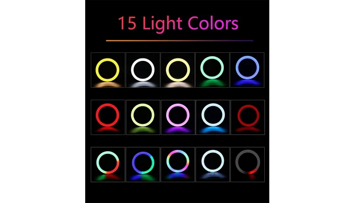 Кольцевая RGB LED лампа на штативе EMCORE MJ33 (33 см), фото № 12