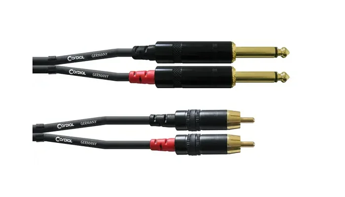 Міжблочний кабель 2 x RCA тато - 2 х Jack 6.3 мм моно тато CORDIAL CFU PC 3 м