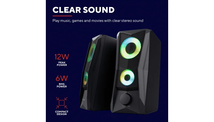 Акустична система для ПК Trust GXT 606 JAVV 2.0, USB/AUX, RGB Black, фото № 10