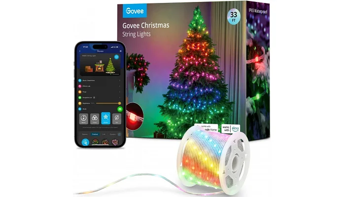 Гирлянда Govee Smart LED H70C1 Christmas Light RGB, IP65, 10м, фото № 1