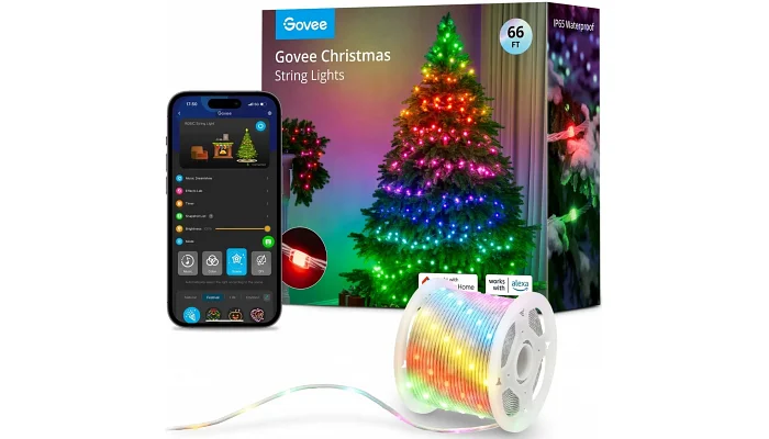 Гирлянда Govee Smart LED H70C2 Christmas Light RGB, IP65, 20м, фото № 1
