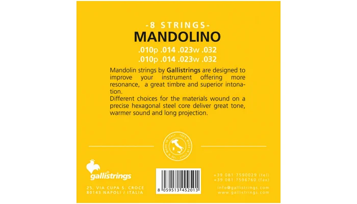 Струны для мандолины Gallistrings M158, фото № 2