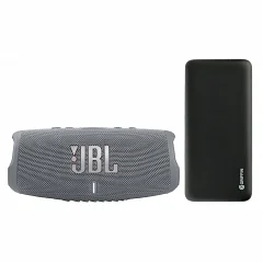 Бездротова портативна акустична система JBL CHARGE 5 Grey + Подарунок (Power bank)