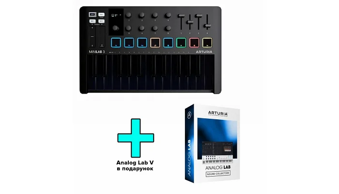MIDI-клавиатура Arturia MiniLab 3 Deep Black + Arturia Analog Lab V, фото № 4