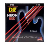 Струни для бас-гітари DR STRINGS NEON RED BASS - MEDIUM 5 STRING (45-125)