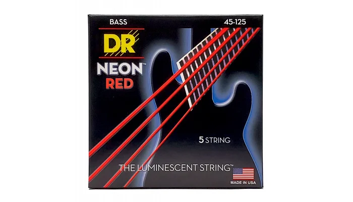 Струны для бас-гитары DR STRINGS NEON RED BASS - MEDIUM 5 STRING (45-125), фото № 1