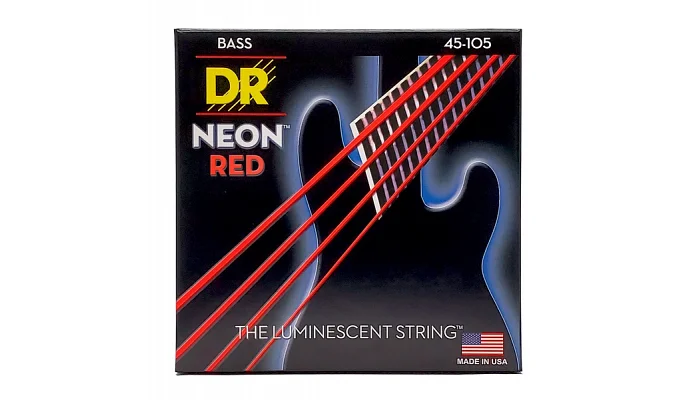 Струни для бас-гітари DR STRINGS NEON RED BASS - MEDIUM (45-105), фото № 1