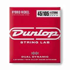 Струни для бас-гітари DUNLOP DBHYN45105 DUAL DYNAMIC LAYERED TWIN ALLOY HYBRID WOUND NICKEL BASS STRINGS 45-105