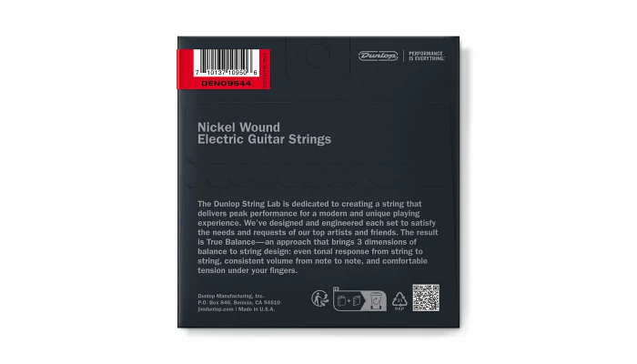 Струни для електрогітари DUNLOP DEN09544 NICKEL WOUND ELECTRIC GUITAR STRINGS 9.5-44, фото № 2