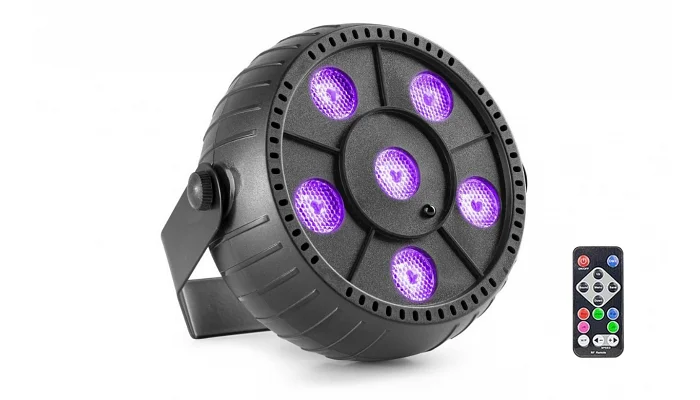 Світлодіодний LED прожектор із пультом керування New Light BAT-5S LED MINI PAR LIGHT 6*1.5W RGB, фото № 1