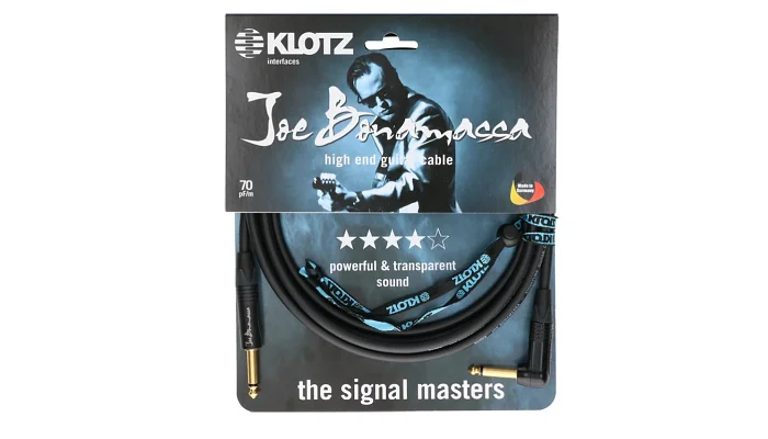 Инструментальный кабель Jack 6.3 мм моно папа - Jack 6.3 мм моно папа KLOTZ JOE BONAMASSA GUITAR CABLE ANGLED 3M, фото № 1