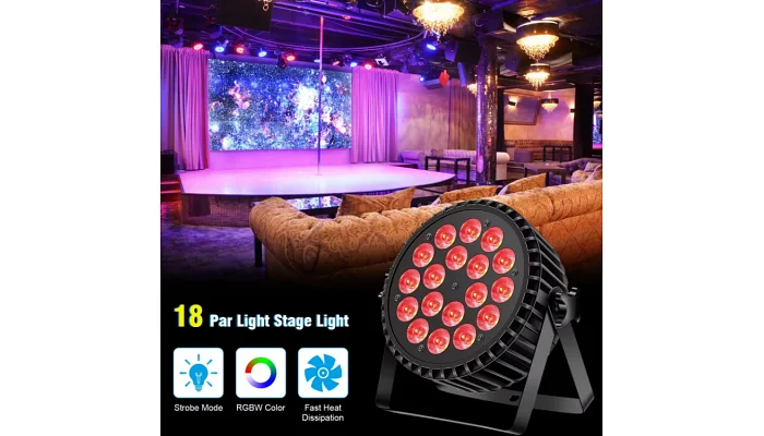 Світлодіодний LED прожектор FREE COLOR P1818 RGBWA+UV, фото № 6
