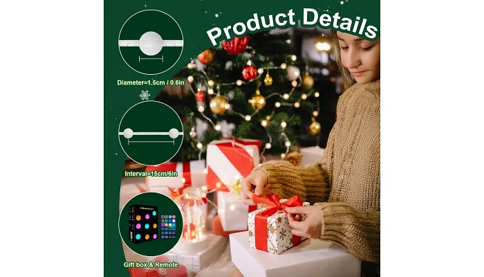 Світлодіодна USB гірлянда з пультом керування + Bluetooth EMCORE F03 Ball (10 метрів), фото № 9