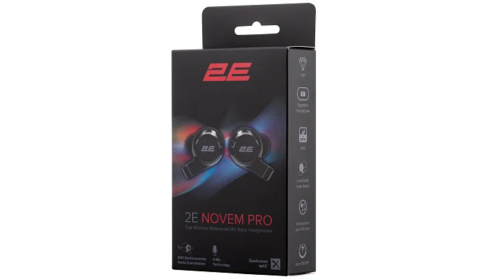 Бездротові вакуумні TWS навушники 2E Novem Pro True Wireless Waterproof Mic (Black), фото № 11