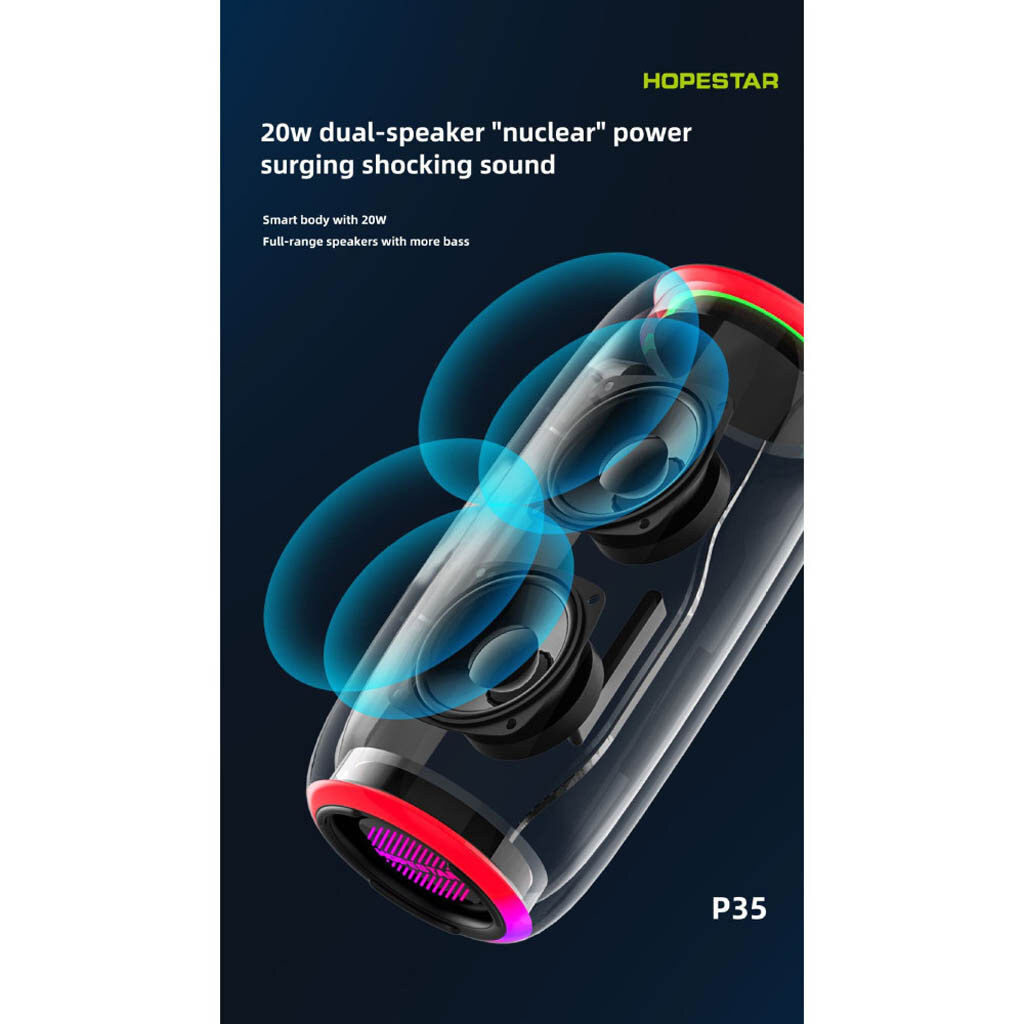 Бездротова портативна Bluetooth колонка HOPESTAR P35