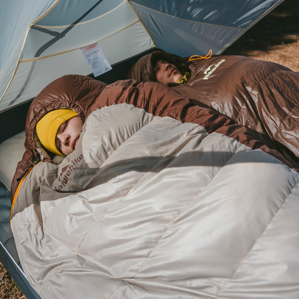 Спальник з натуральним пухом Naturehike Snowbird CNK2550WS014, p-р M, коричневий 400 г