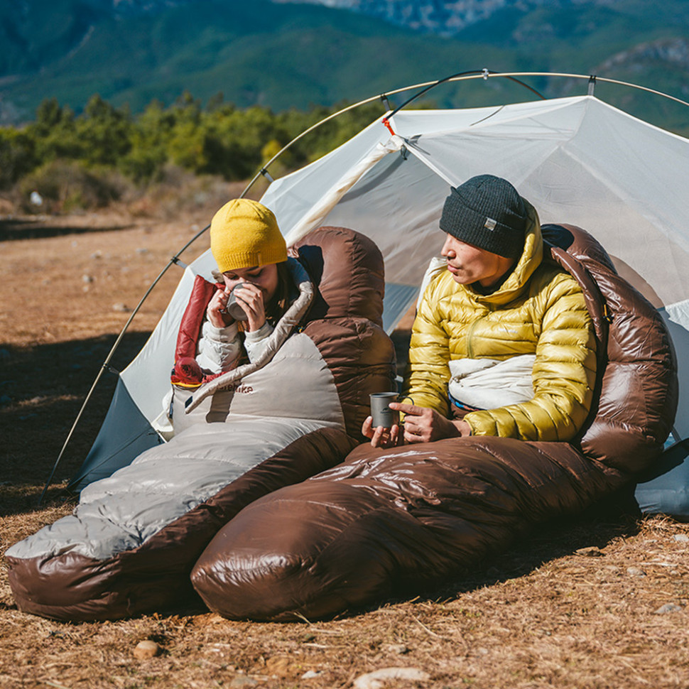 Спальник з натуральним пухом Naturehike Snowbird CNK2550WS014, p-р M, коричневий 400 г