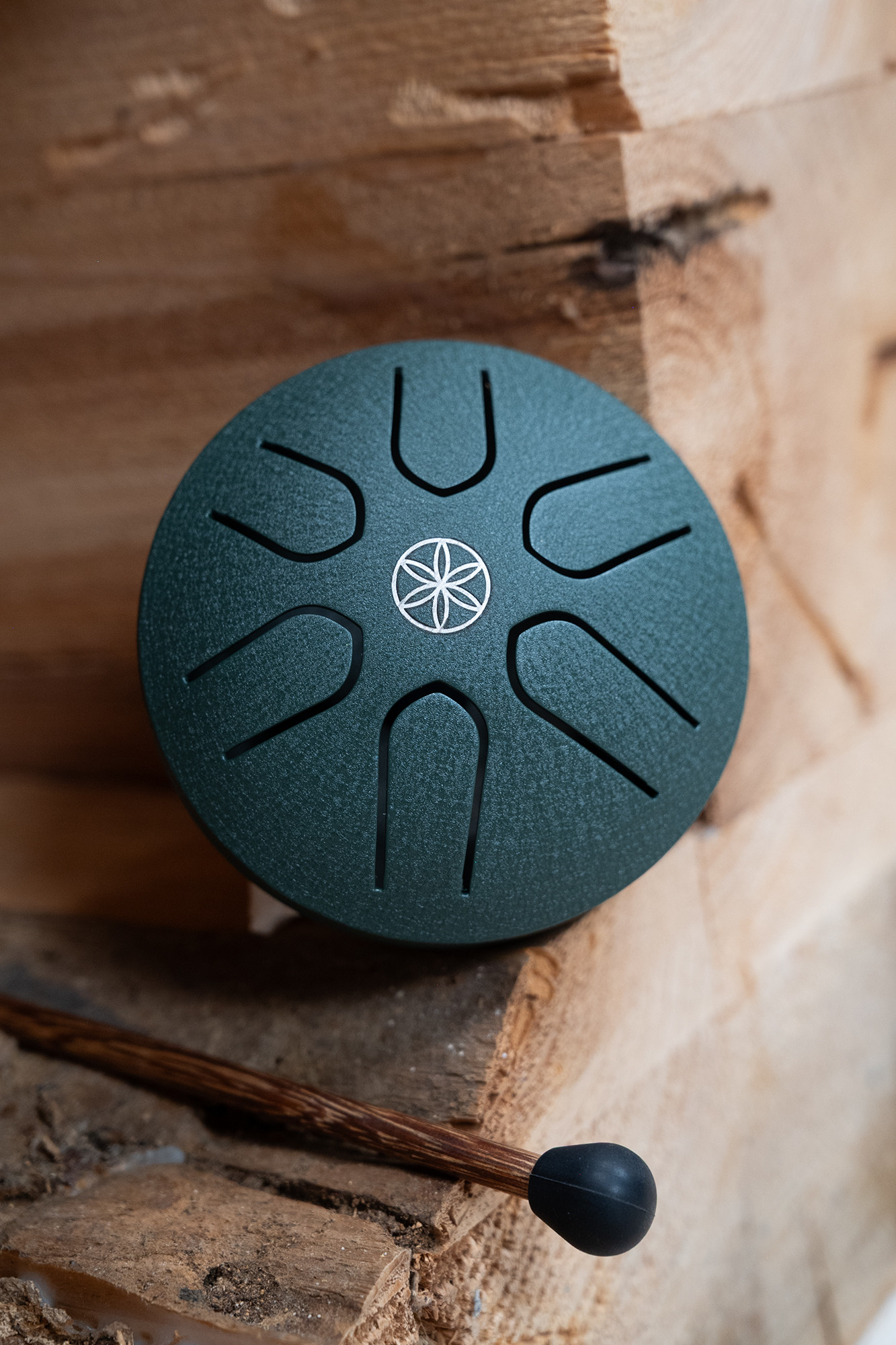 Глюкофон Meinl Sonic Energy PSTD4DGGOL Steel Tongue Drum A-Major (3”) Germ of Life Dark Green