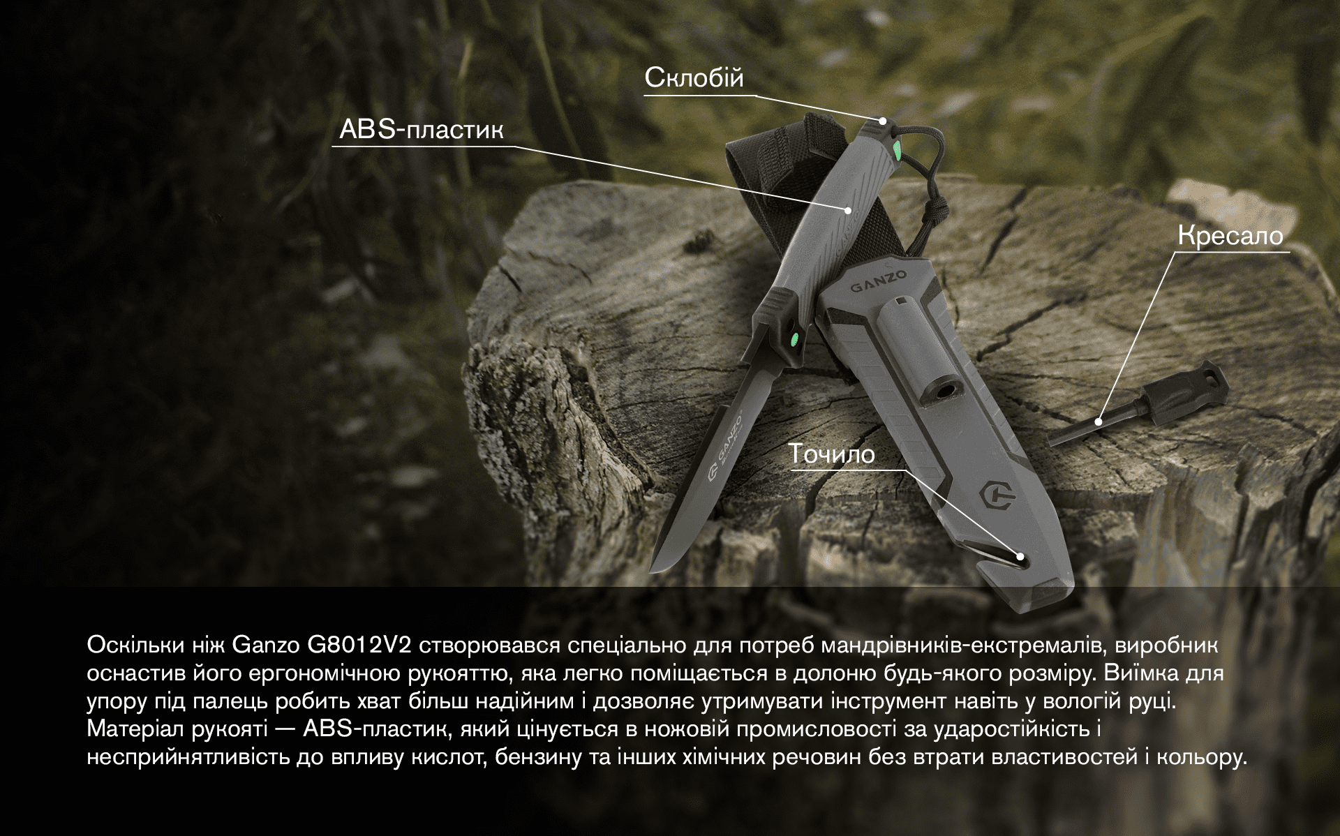 Нож Ganzo G8012V2-GY с чехлом (серый)