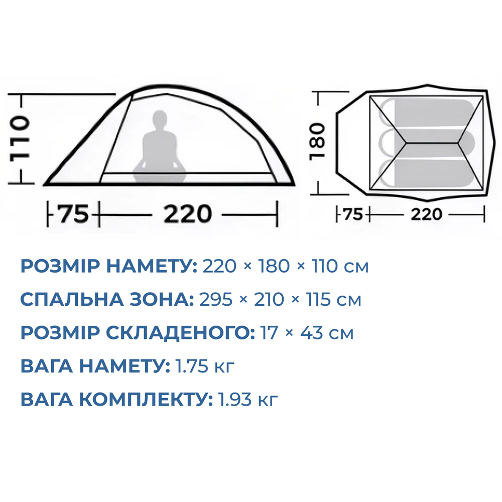 Сверхлегкая трёхместная палатка Naturehike Cloud Up Pro CNK2350WS020, 20D (голубая)