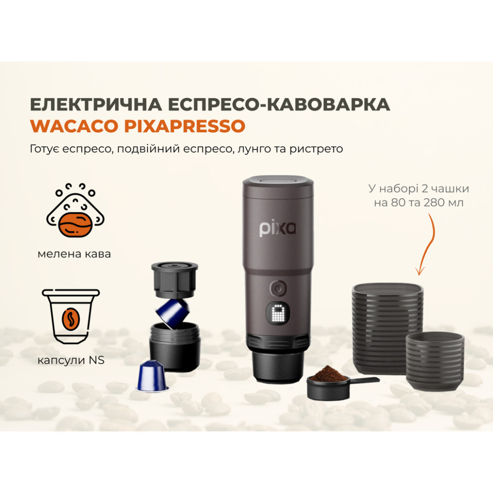 Портативная электрическая кофемашина Wacaco Pixapresso для молотого кофе и капсул (красная)